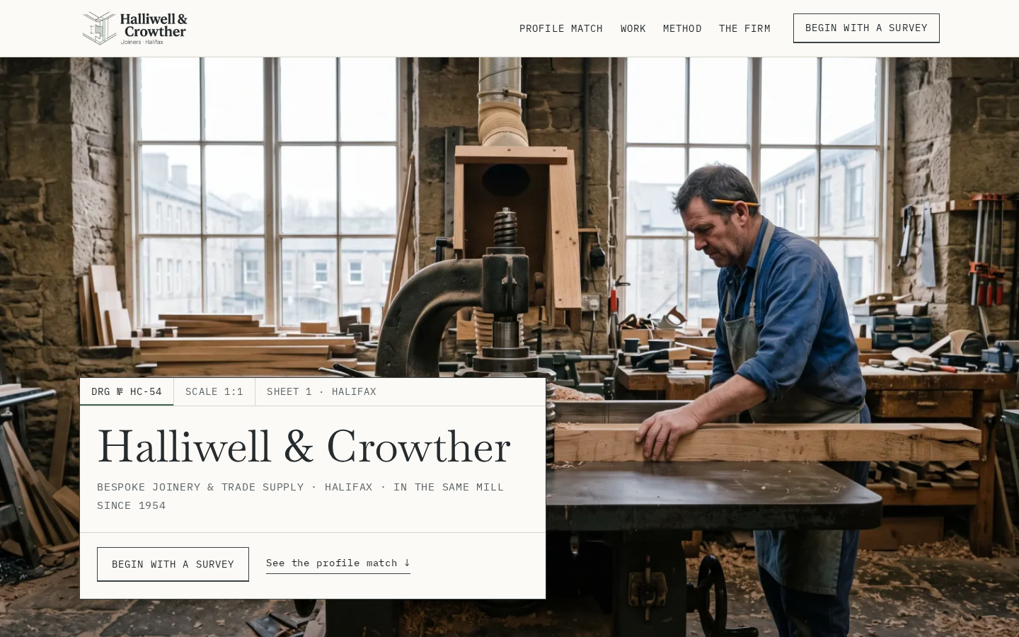 Halliwell & Crowther home page on a desktop screen