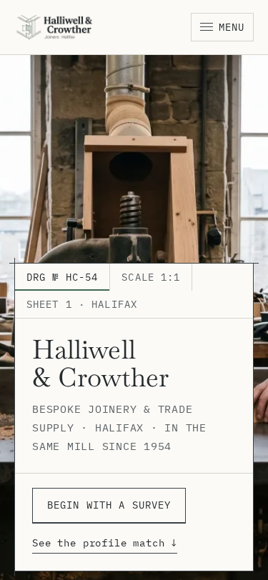 Halliwell & Crowther home page on a phone
